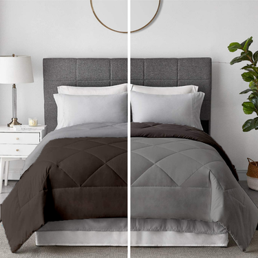 reversible ac comforter silver dark grey