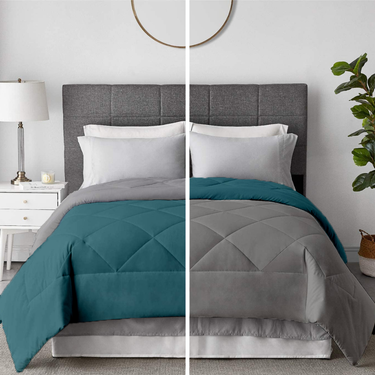 reversible ac comforter silver teal
