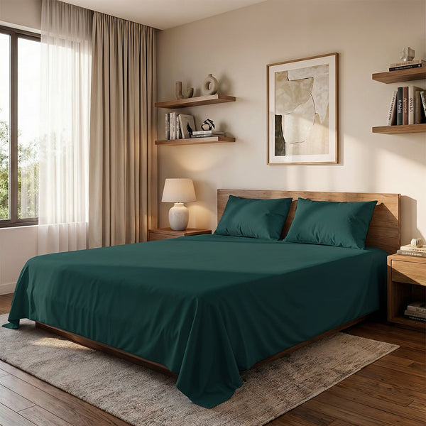 Teal Cotton Flat Bedsheet โ Modern, Soft & Effortlessly Stylish