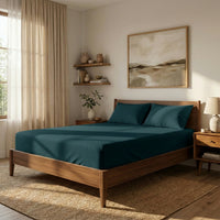 Teal Microfiber Fitted Bedsheet โ Elegant, Cozy & Effortless Comfort