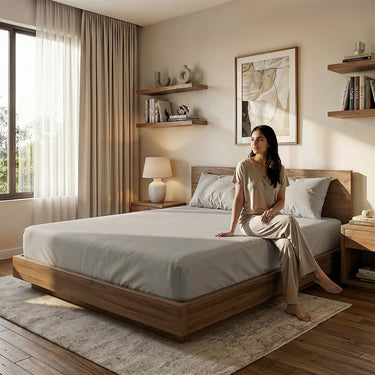 Silver Fitted Cotton Bedsheet With Two Pillow Cover  – Luxurious, Soft & Long-Lasting