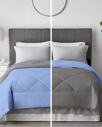 reversible ac comforter silver sky blue