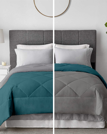 reversible ac comforter silver teal