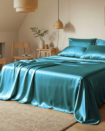 Teal Satin Bedsheet – Smooth, Elegant & Comfortable