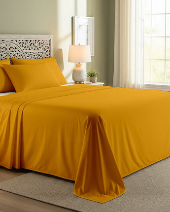 Gold Cotton Flat Bedsheet – Modern, Soft & Effortlessly Stylish