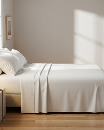 White Microfiber Flat Bedsheet With Two Pillow Cover – Fade-Resistant & All-Season Comfort