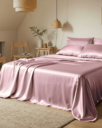 Baby Pink Velvet Satin Flatted Bedsheet With Pillow Cover – Soft Touch Luxury
