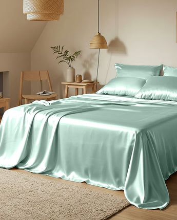 French Grey Velvet Satin Flatted Bedsheet With Pillow Cover – Subtle Elegance & Timeless Luxury