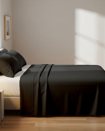 Dark Grey Microfiber Flat Bedsheet With Two Pillow Cover – Fade-Resistant & All-Season Comfort