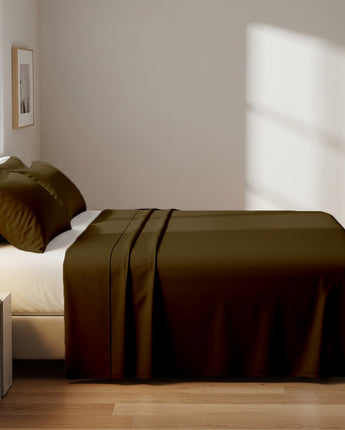 Beige Microfiber Flat Sheet  With Two Pillow Cover – Fade-Resistant & All-Season Comfort