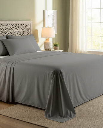 Elegant Silver Cotton Flat Bedsheet With Pillow Cover – Soft, Stylish & Premium Comfort