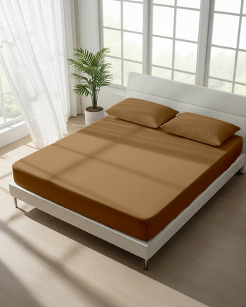 Elegant Ease: Beige Cotton Fitted Bedsheet for a Timeless Look