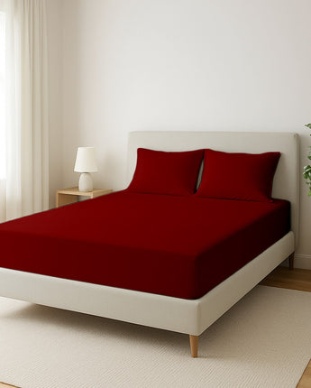 Burgundy Fitted Microfiber Bedsheet – Soft Touch, Deep Pocket, and Easy Care for Everyday Luxury