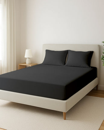 Deep Grey Microfiber Fitted Bedsheet – Soft-Touch, Snug Fit, and Effortless Care.