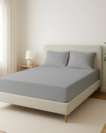 Silver Microfiber Fitted Bedsheet – Soft, Durable & Wrinkle-Resistant