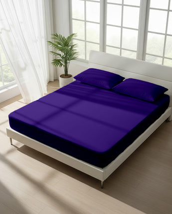 Purple Fitted Cotton Bedsheet With Two Pillow – Comfortable, Long-Lasting