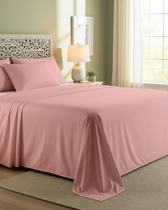 Peach Flat Cotton Bedsheet With Pillow Cover – Soft, Breathable & Comfortable