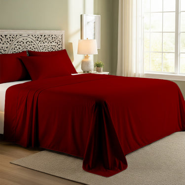 Burgundy Cotton Flat Bedsheet – Modern, Soft & Effortlessly Stylish
