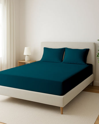Teal Premium Microfiber Fitted Bedsheet – Ultra Soft & Elegant Finish