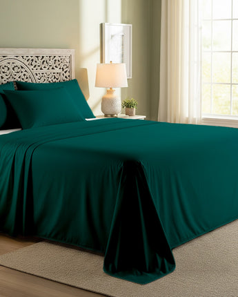 Teal Cotton Flat Bedsheet With Pillow Cover  – Soft, Stylish & Refreshing Comfort