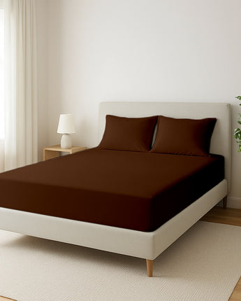 Brown Microfiber Fitted Bedsheet – Soft, Lightweight & Stylish