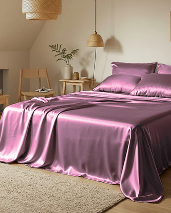 Light Mauve Satin Bedsheet With Pillow Cover – Silky Smooth Luxury for Your Bedroom