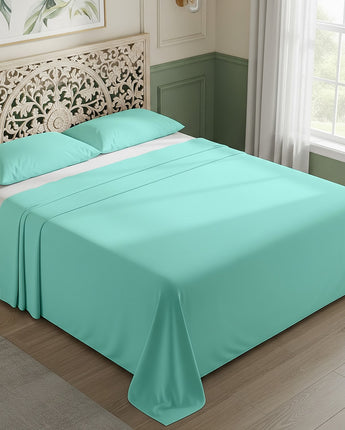 Aqua Blue Cotton Flat Bedsheet – Modern, Soft & Effortlessly Stylish