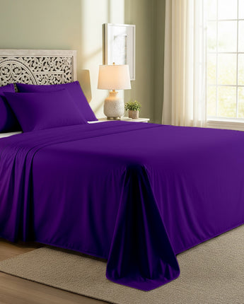 Royal Purple Cotton Flat Bedsheet With Pillow Cover – Graceful Charm, Lasting Comfort