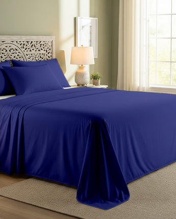 Medium Blue Cotton Flat Bedsheet – Modern, Soft & Effortlessly Stylish
