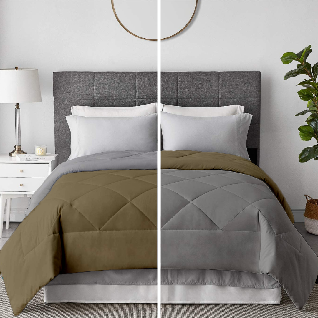 Razzai - 100 GSM Soft AC Comforter Hotel Quality-Down Alternative Reversible Comforter - All Season |AC Comforter/Blanket/Quilt/Rajai Double Bed|Silver/Peach