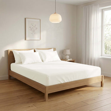 White Fitted Cotton Bedsheet With Two Pillow Cover  – Luxurious, Soft & Long-Lasting