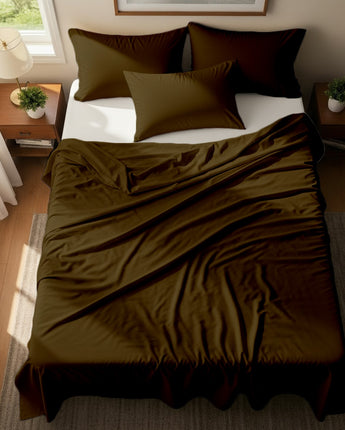 Beige Microfiber Flat Sheet  With Two Pillow Cover – Fade-Resistant & All-Season Comfort