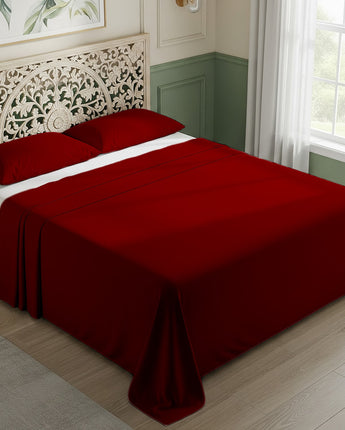 Burgundy Cotton Flat Bedsheet – Modern, Soft & Effortlessly Stylish