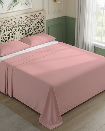Peach Flat Cotton Bedsheet With Pillow Cover – Soft, Breathable & Comfortable
