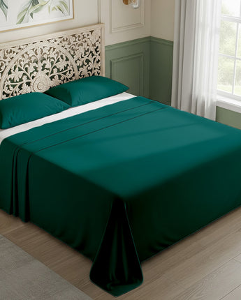 Teal Cotton Flat Bedsheet With Pillow Cover  – Soft, Stylish & Refreshing Comfort
