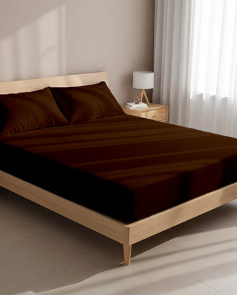 Brown Microfiber Fitted Bedsheet – Soft, Lightweight & Stylish
