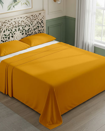 Gold Cotton Flat Bedsheet – Modern, Soft & Effortlessly Stylish