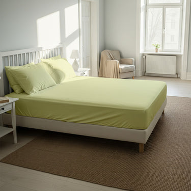 Ivory Fitted Cotton Bedsheet With Two Pillow Cover  – Luxurious, Soft & Long-Lasting