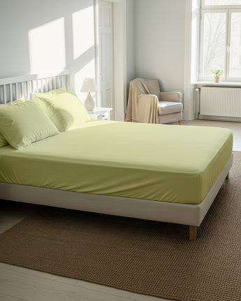 Ivory Cotton Fitted Bedsheet with 2 Pillow Covers