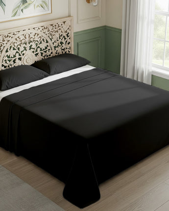 Black Cotton Flat Bedsheet – Modern, Soft & Effortlessly Stylish