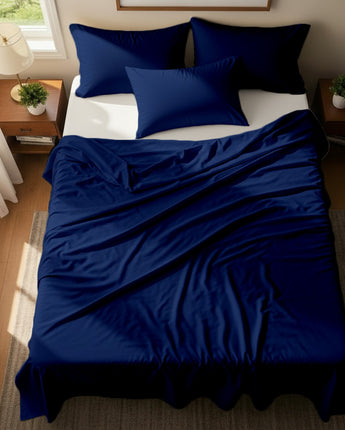 Navy Blue Flat Bedsheet With Two Pillow Cover – Ultra Soft Microfiber Fabric for Cozy Sleep