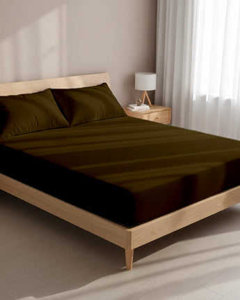 Beige Microfiber Fitted Bedsheet With Pillow Cover – Soft-Touch, Deep Fit, Available in All Sizes