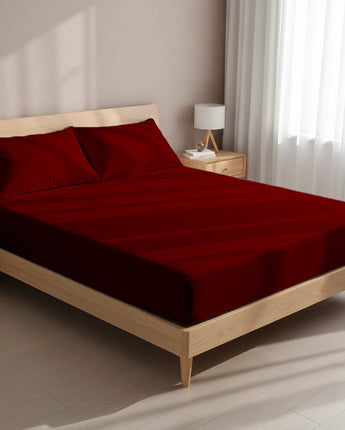 Burgundy Fitted Microfiber Bedsheet – Soft Touch, Deep Pocket, and Easy Care for Everyday Luxury