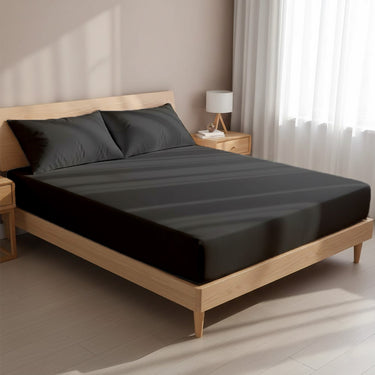 Dark Grey Microfiber Fitted Bedsheet – Elegant, Cozy & Effortless Comfort
