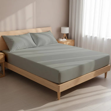 Silver Microfiber Fitted Bedsheet – Elegant, Cozy & Effortless Comfort