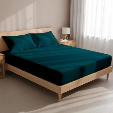 Teal Microfiber Fitted Bedsheet – Elegant, Cozy & Effortless Comfort