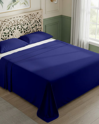 Medium Blue Cotton Flat Bedsheet – Modern, Soft & Effortlessly Stylish