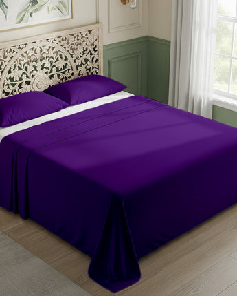 Royal Purple Cotton Flat Bedsheet With Pillow Cover – Graceful Charm, Lasting Comfort