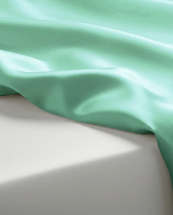Aqua Blue Velvet Satin Flatted Bedsheet With Two Pillow Cover – Luxurious Soft Touch