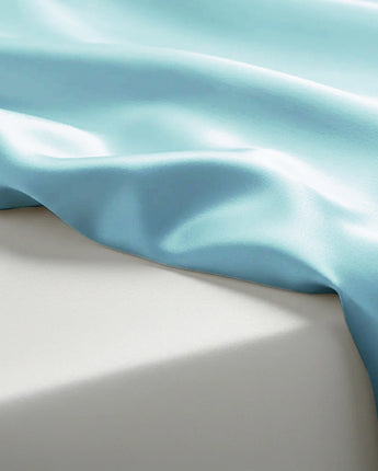 Dreamy Blue Velvet Satin Flatted Bedsheet With Pillow Cover – Oceanic Calm & Regal Softness